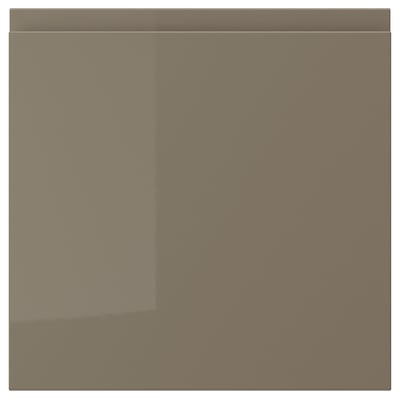 VOXTORP door: sleek, dark grey-brown, glossy finish; rectangular shape, integrated handle.