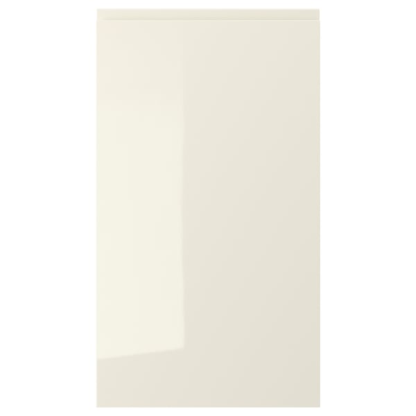 VOXTORP modern beige high-gloss cabinet door with sleek handles.