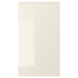 VOXTORP modern beige high-gloss cabinet door with sleek handles.