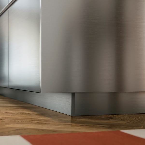 VOXTORP Plinth, stainless steel effect, 220x8 cm