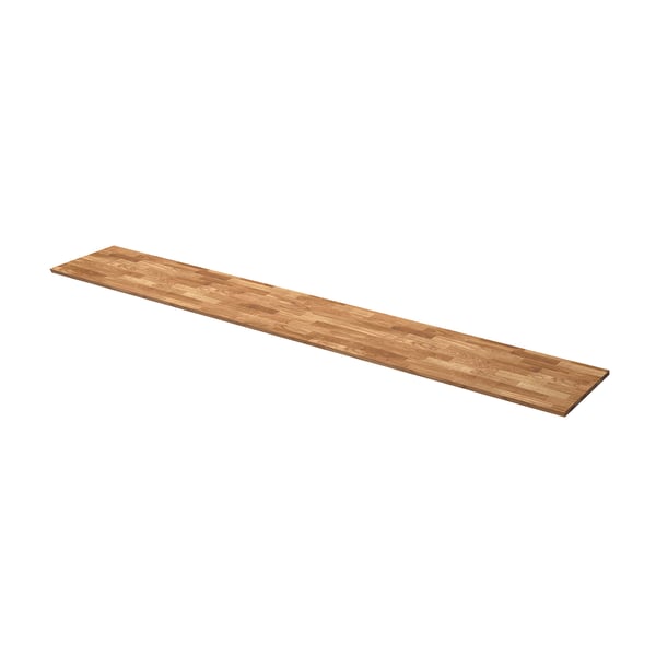 Rectangular oak worktop, light brown.