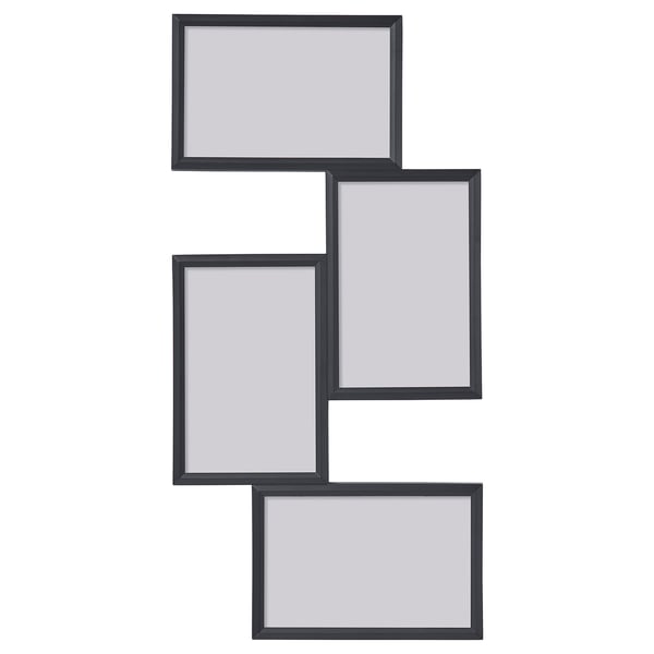 YLLEVAD photo frame set, black, rectangular, for vertical or horizontal hanging.