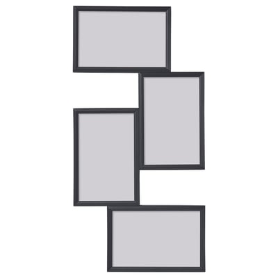 YLLEVAD photo frame set, black, rectangular, for vertical or horizontal hanging.