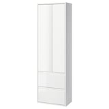 ÄNGSJÖN High cabinet with doors/drawers, high-gloss white, 60x35x195 cm