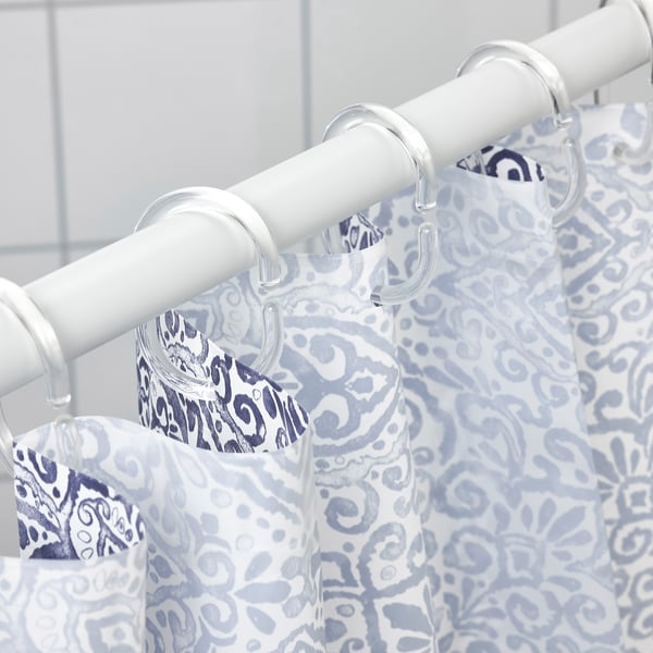 ÄNGSKLOCKA shower curtain, white/blue, 180x200 cm IKEA