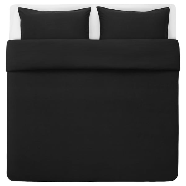 ÄNGSLILJA duvet cover and 2 pillowcases, black, 200x200/50x80 cm IKEA