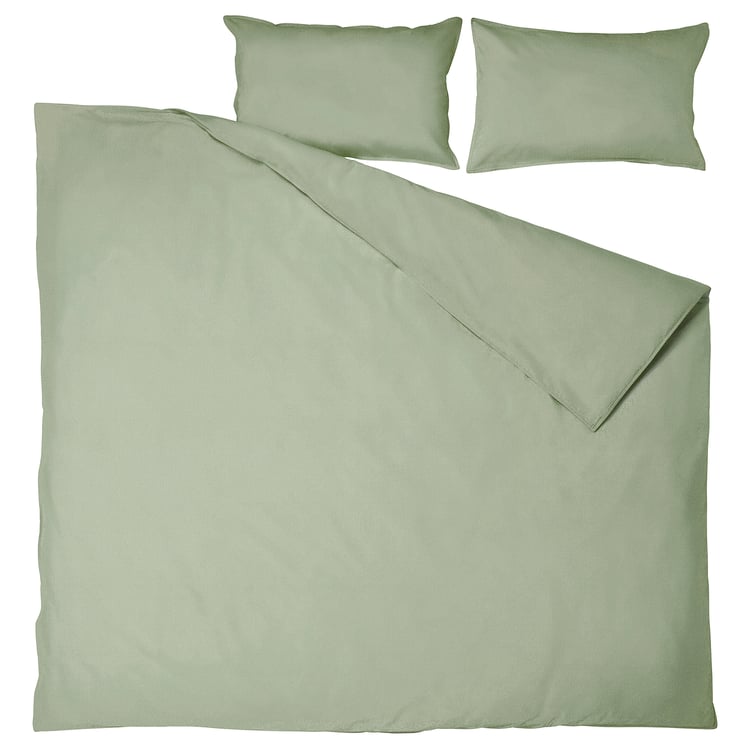 ÄNGSLILJA Duvet cover and 2 pillowcases greygreen IKEA