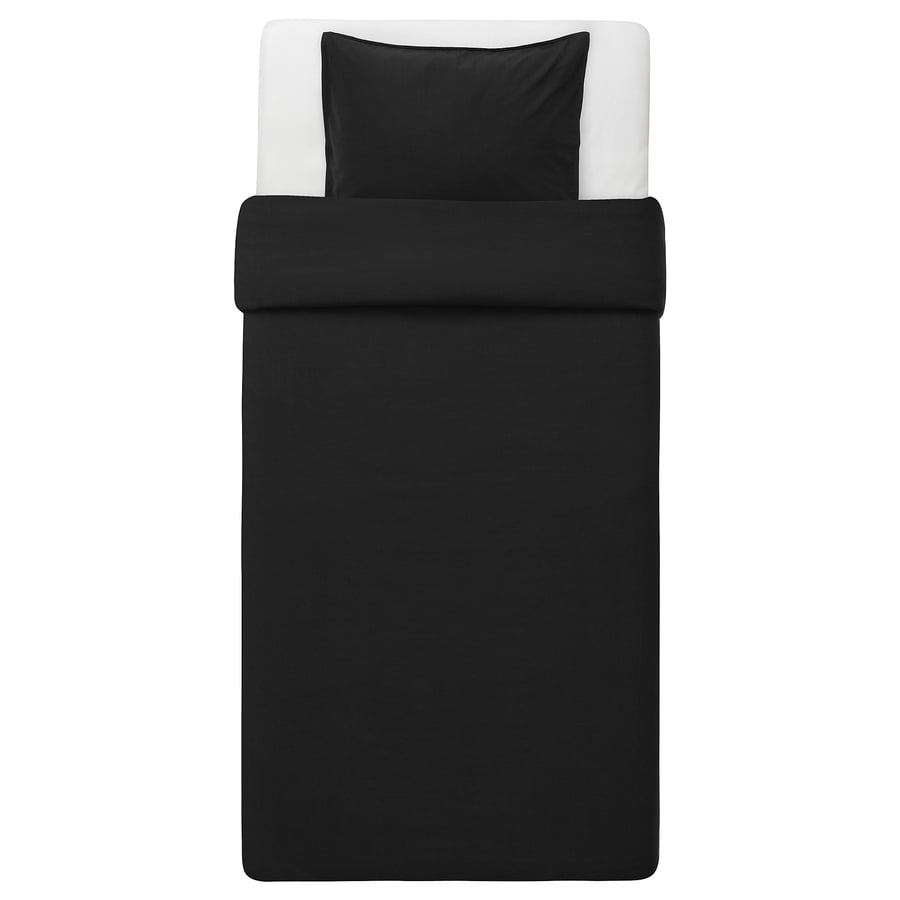 ÄNGSLILJA duvet cover and pillowcase, black, 150x200/50x80 cm IKEA