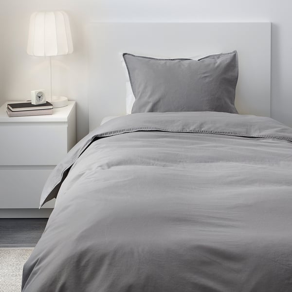 Angslilja Quilt Cover And Pillowcase Grey Ikea