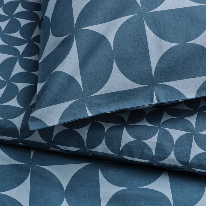 ÄNGSNEJLIKA Duvet cover and pillowcase dark blue/light blue IKEA