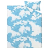 ÄNGSVITVINGE Duvet cover and pillowcase, blue/white, 150x200/50x80 cm
