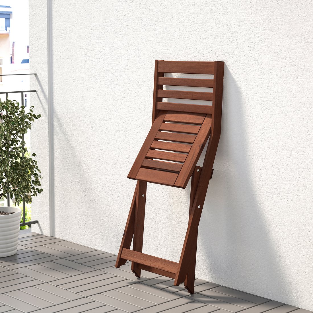 ÄPPLARÖ Chair, outdoor, foldable brown stained IKEA