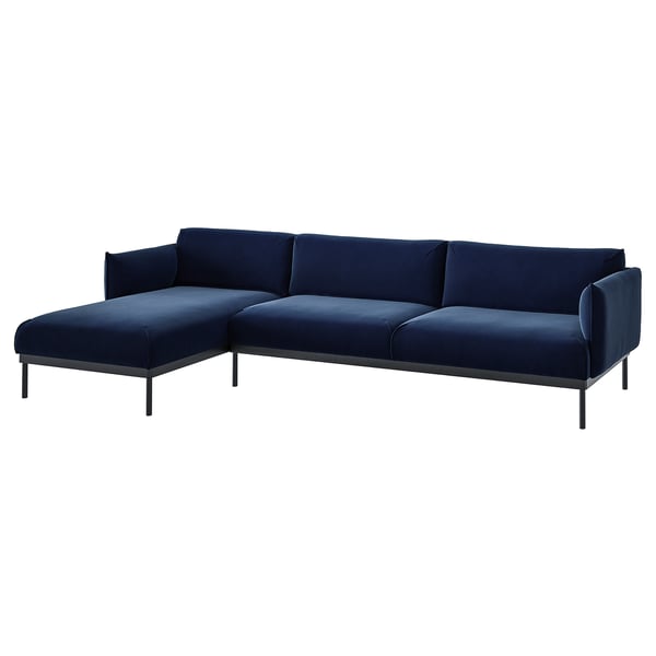 ÄPPLARYD 4-seat sofa with chaise longue, Djuparp dark blue