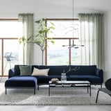 ÄPPLARYD 4-seat sofa with chaise longue, Djuparp dark blue