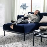 ÄPPLARYD 4-seat sofa with chaise longue, Djuparp dark blue