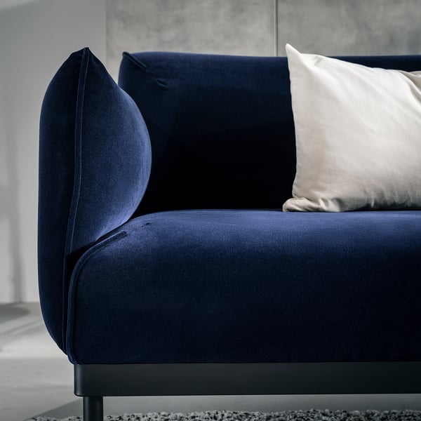 ÄPPLARYD 4-seat sofa with chaise longue, Djuparp dark blue