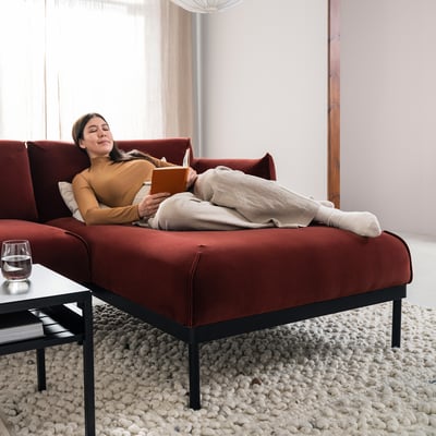 ÄPPLARYD Chaise longue section, Djuparp red-brown