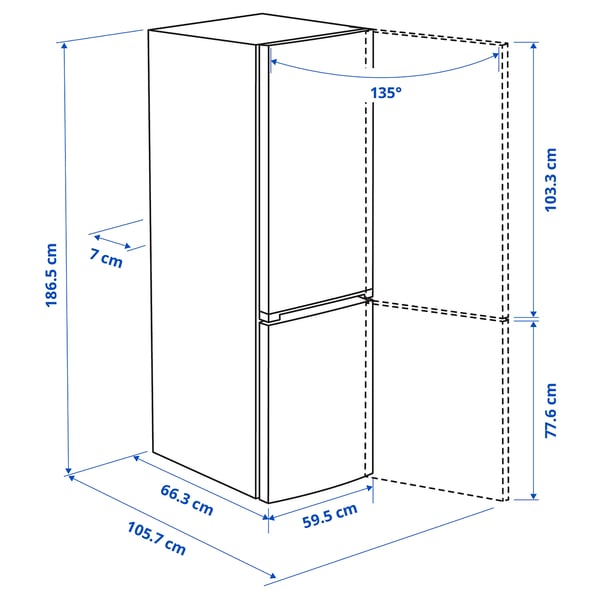 Illustration with measurements for the product: ALINGSÅS.