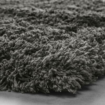 ALMTJÄRN rug, grey, plush, rectangular with u-shape cutout, soft microfiber.