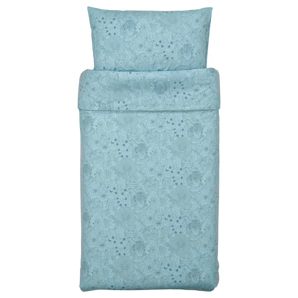 ALPTALL Duvet cover and pillowcase, blue/Himalayan animals and plants, 150x200/50x80 cm