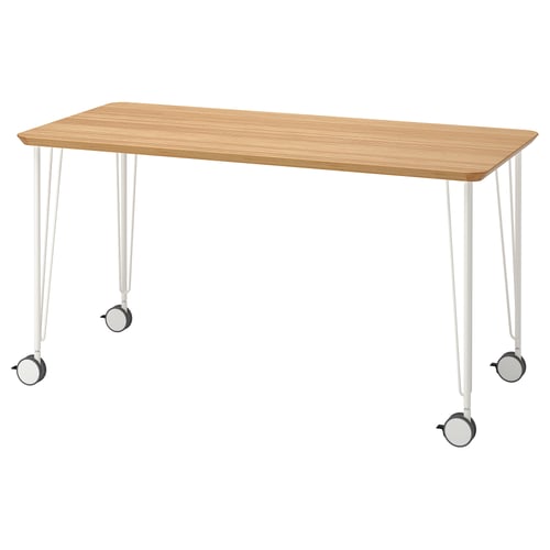 ANFALLARE / KRILLE desk, bamboo/white, 140x65 cm IKEA