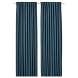 ANNAKAJSA Room darkening curtains, 1 pair, blue/with heading tape, 145x250 cm