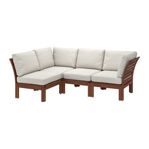 ÄPPLARÖ Modular corner sofa 3seat, outdoor brown stained/Frösön