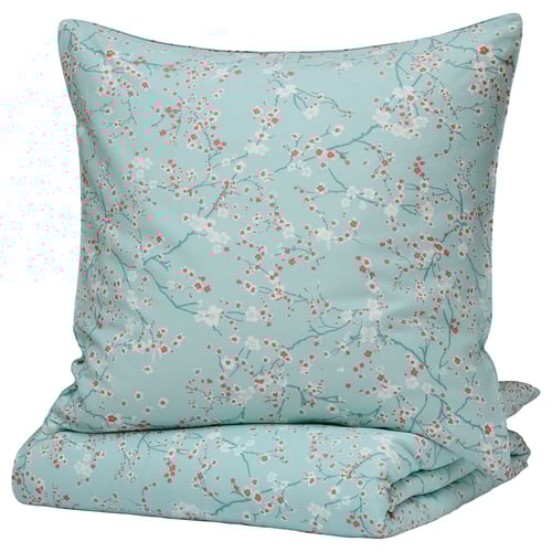 ASKLÖNN duvet cover and 2 pillowcases, green/blue, 240x220x50x80 cm IKEA