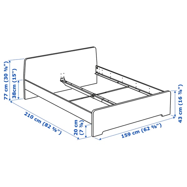 ASKVOLL Bed frame, white, Queen