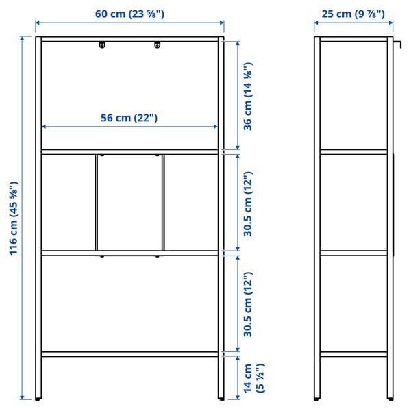 BAGGEBO Shelving unit, metal/white, 60x25x116 cm