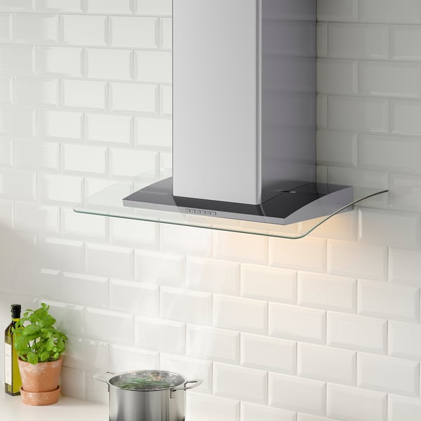 BALANSERAD wall mounted extractor hood, stainless steel/glass, 80 cm IKEA