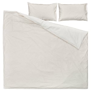 BANDKNIPPE beige-white cotton bedding set, rectangular with subtle woven design.