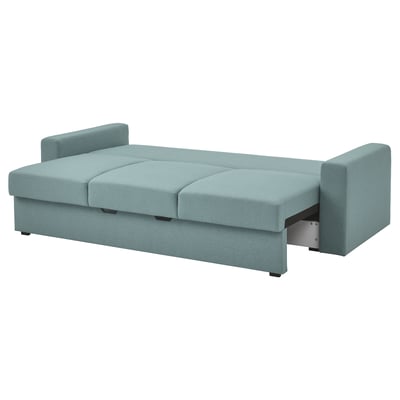 BÅRSLÖV 3-seat sofa-bed, Tibbleby light grey-turquoise