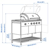 BÅTSKÄR Gas barbecue with side burner, outdoor/dark grey, 120x60 cm