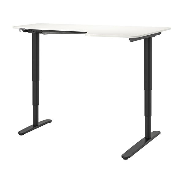 bekant corner desk right sit stand white black 160x110 cm ikea