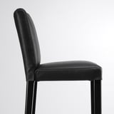 BERGMUND Bar stool with backrest, black/Glose black, 75 cm