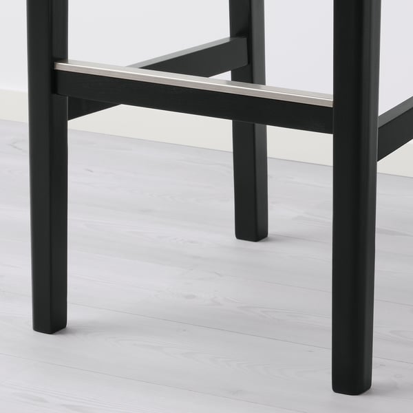 BERGMUND Bar stool with backrest, black/Glose black, 75 cm