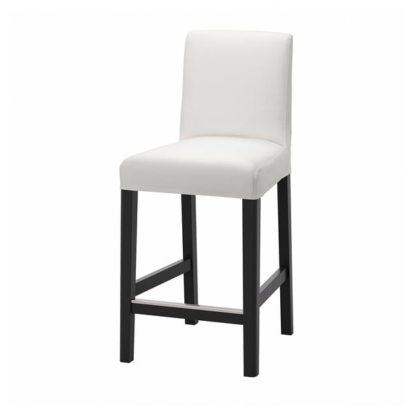 BERGMUND Bar stool with backrest, black/Inseros white, 62 cm