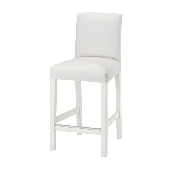 BERGMUND Bar stool with backrest, white/Inseros white, 62 cm