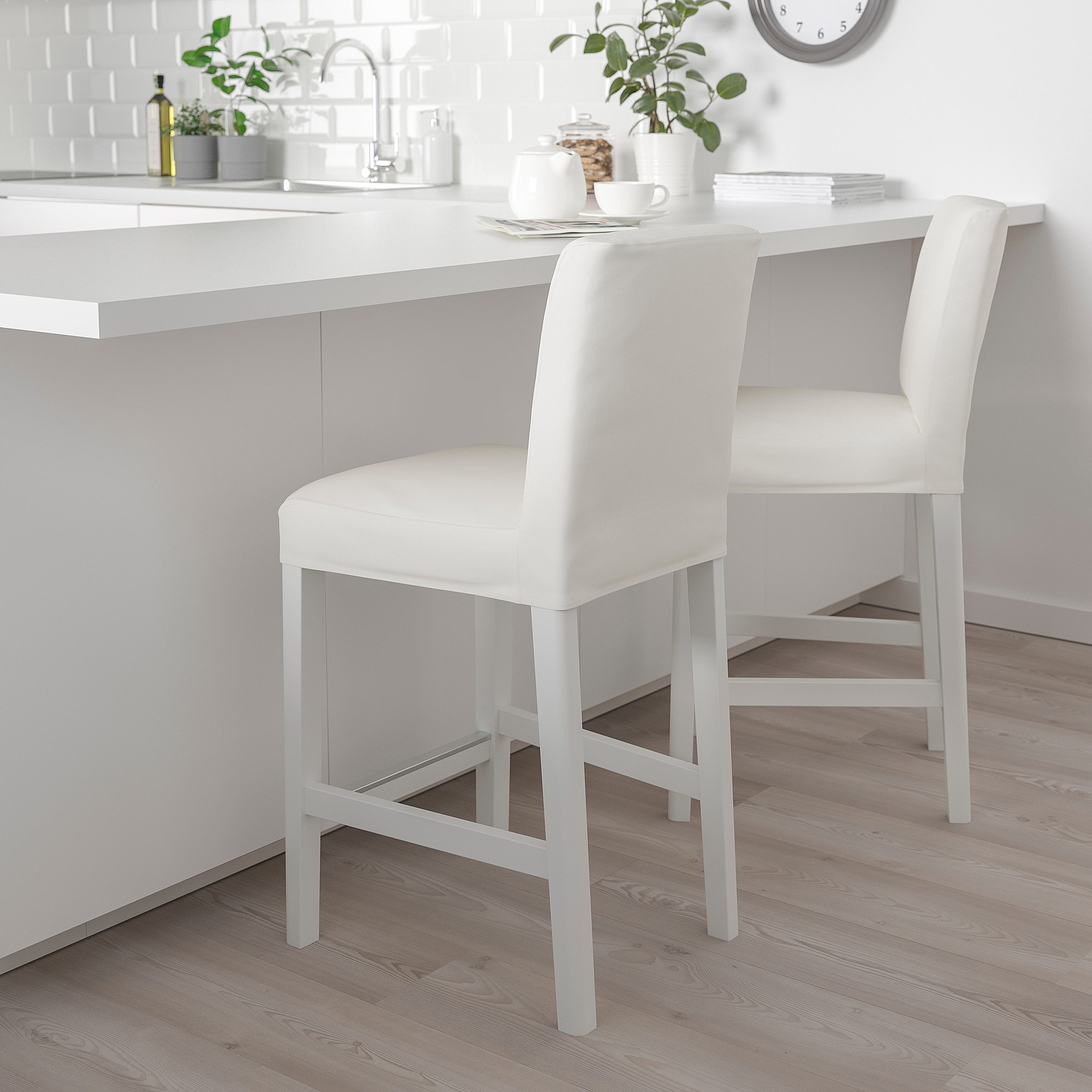 BERGMUND Bar stool with backrest, white/Inseros white, 62 cm