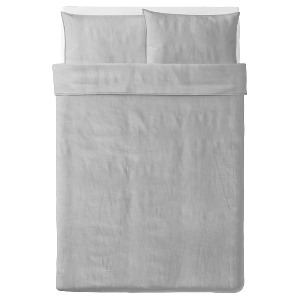 BERGPALM Duvet cover and 2 pillowcases, grey/stripe, 200x200/50x80 cm