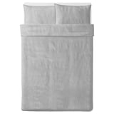BERGPALM Duvet cover and 2 pillowcases, grey/stripe, 200x200/50x80 cm
