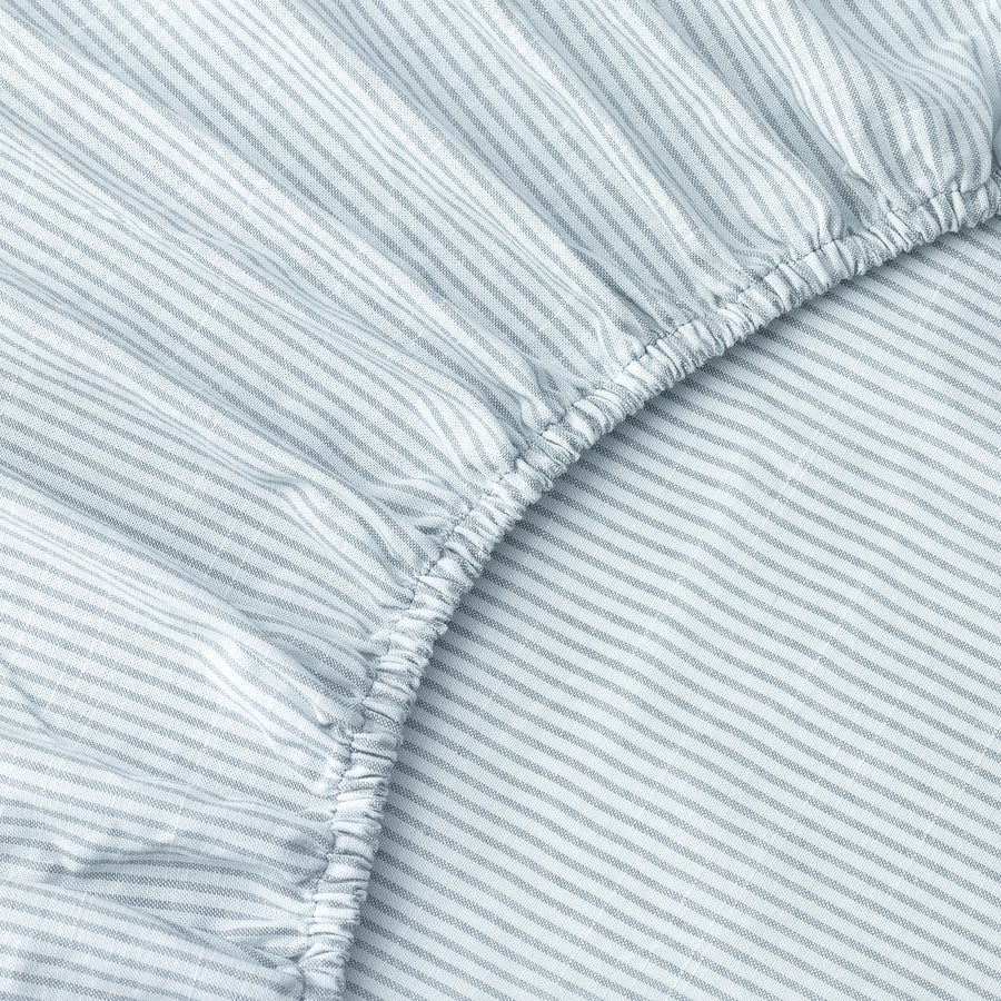 BERGPALM fitted sheet, blue/stripe, Double IKEA