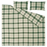 BESKSÖTEMAL Duvet cover and 2 pillowcases, green/check, 200x200/50x80 cm