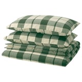 BESKSÖTEMAL Duvet cover and 2 pillowcases, green/check, 200x200/50x80 cm