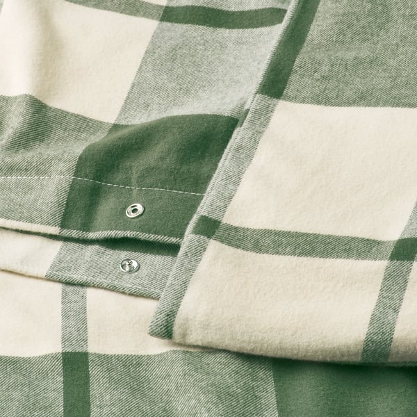BESKSÖTEMAL Duvet cover and 2 pillowcases, green/check, 200x200/50x80 cm