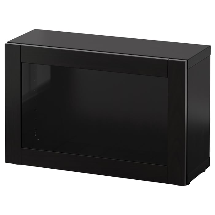 BESTÅ shelf unit with glass door, blackbrown/Sindvik blackbrown clear