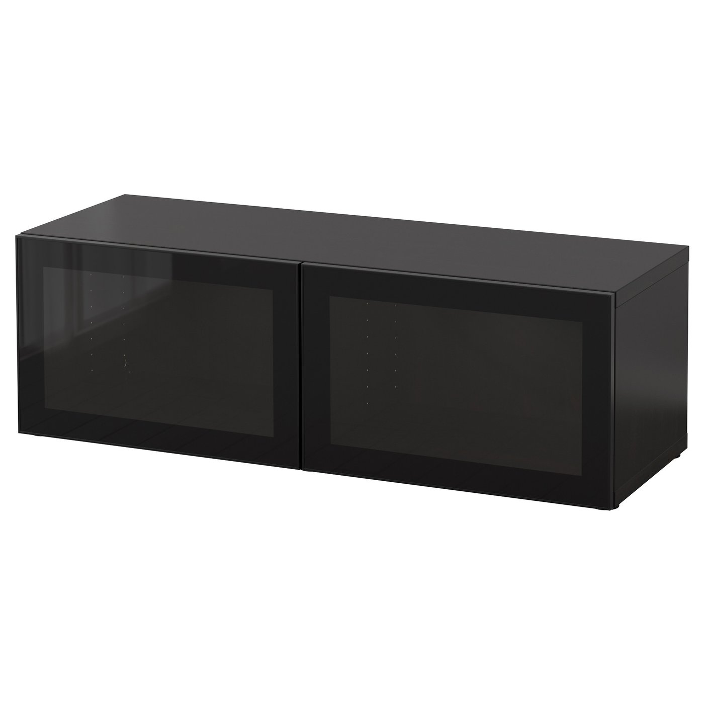 BESTÅ shelf unit with glass doors, blackbrown/Glassvik black/clear