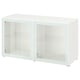 BESTÅ Shelf unit with glass doors, white Glassvik/white/light green clear glass, 120x40x64 cm