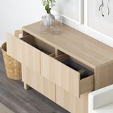 BESTÅ Storage combination w doors/drawers, white stained oak effect/Lappviken/Stubbarp white stained oak effect, 120x42x74 cm